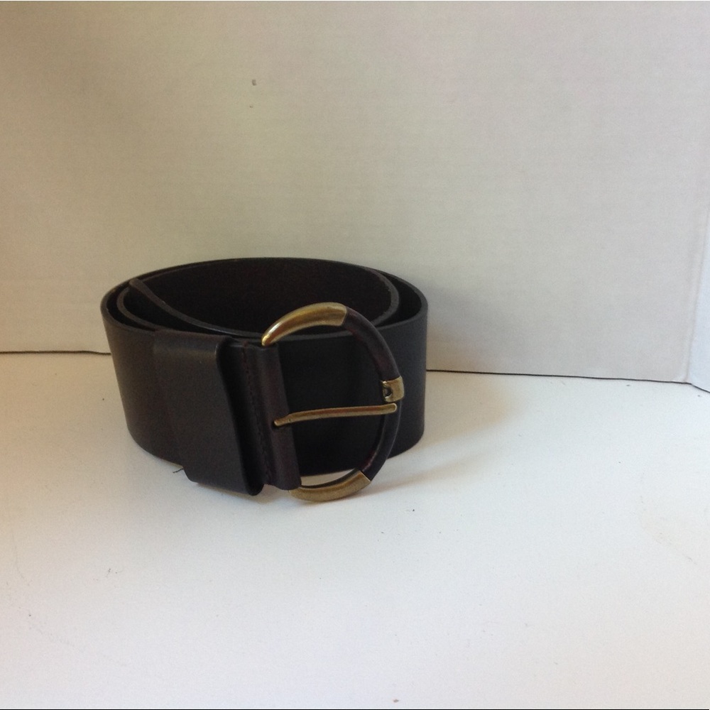 Talbots Brown Leather Belt Saddle Brass Buckle